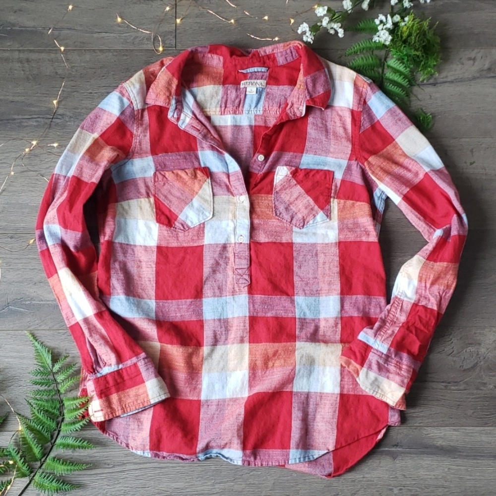 Merona Red Flannel Pull Over
